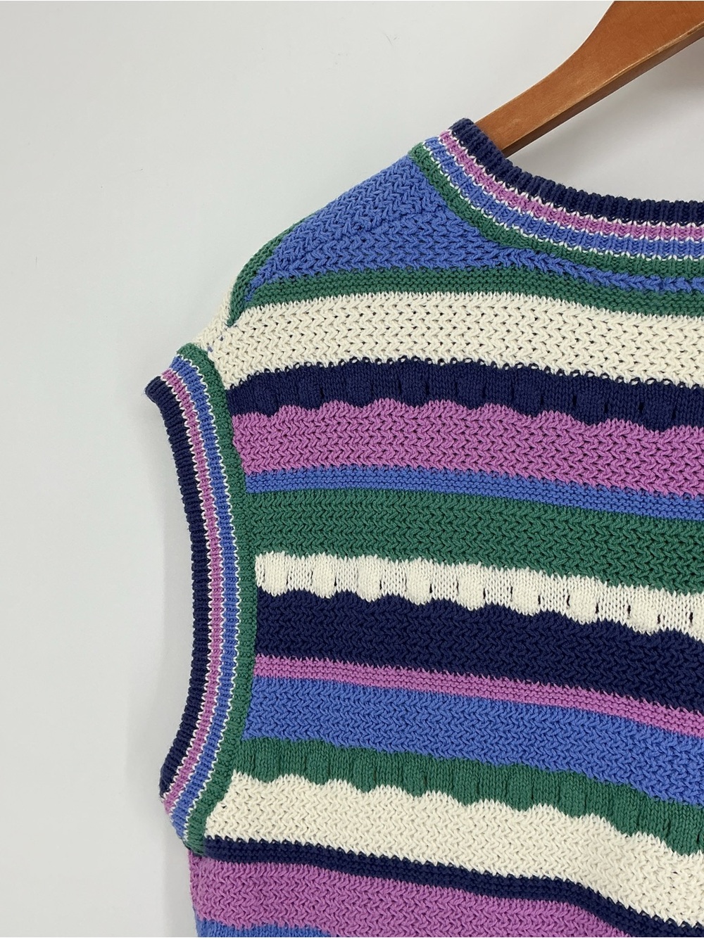 Marine Layer Multicolor Striped Knit Sleeveless Crew Sweater - Picture 7 of 9